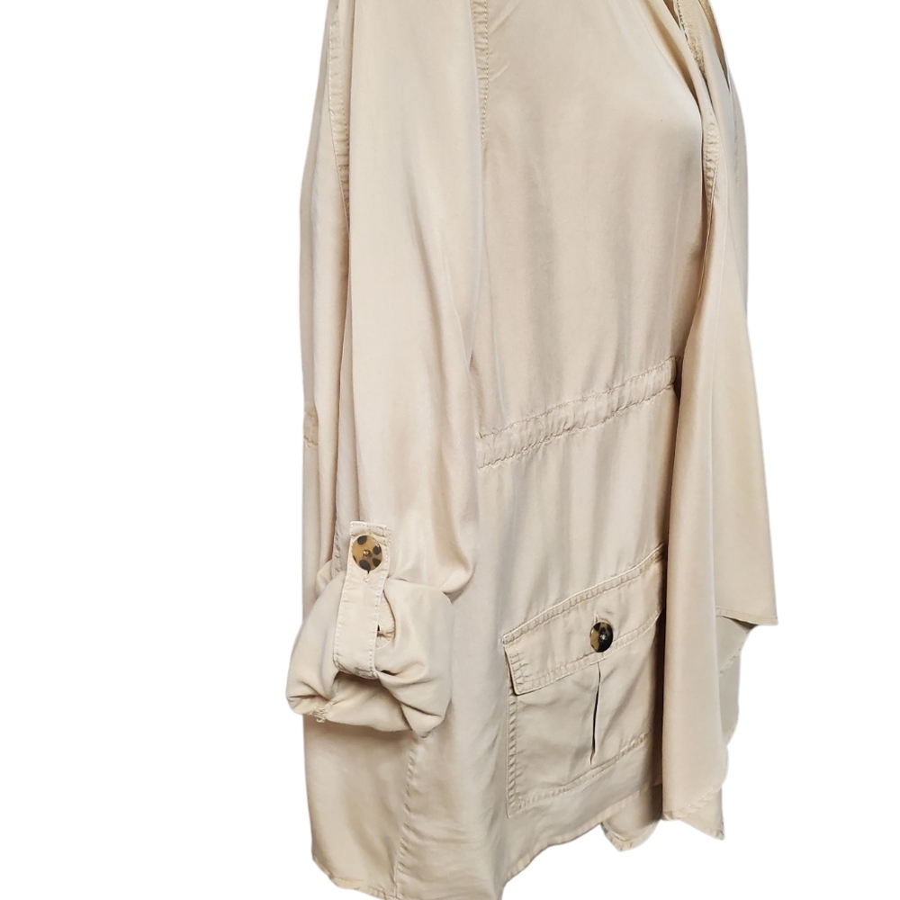 Calligraphie Drape Front Jacket Size Large Tan Dr… - image 2